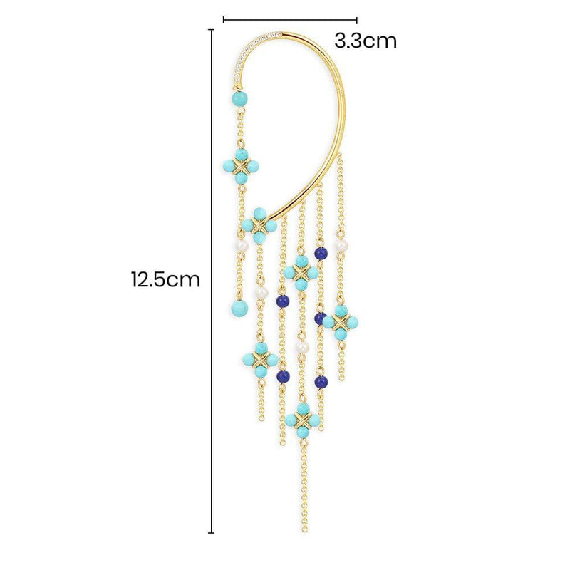 Single Chain Drop Ear Cuff - Yellow Silver