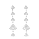 Long Flamenco Drop Earrings - White Silver