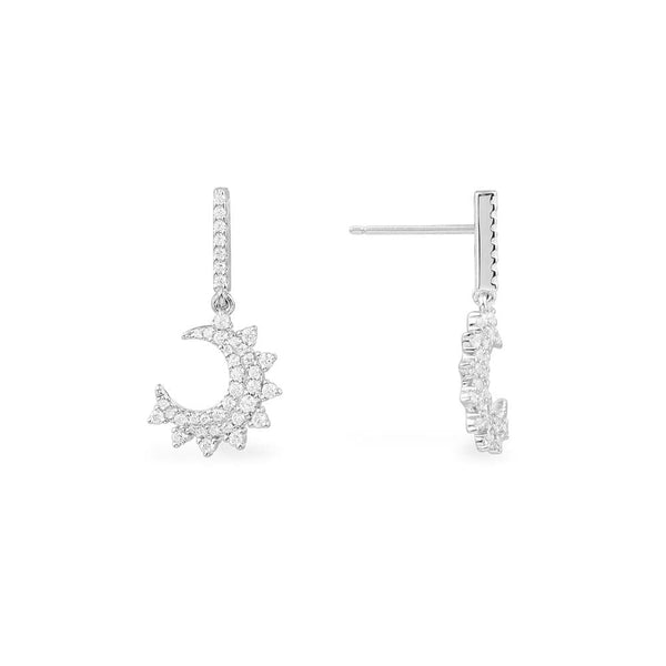 Moon Earrings - White Silver