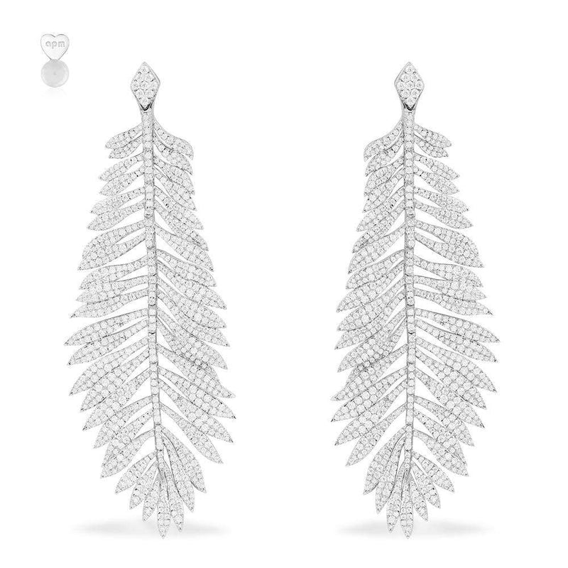 Palm Leaf Drop Earrings - silver