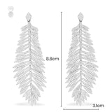 Palm Leaf Drop Earrings - silver