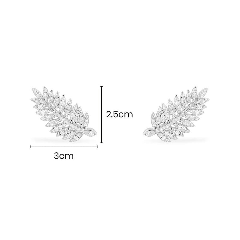 Palm Leaf Climber Earrings - silver