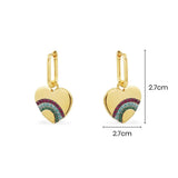 Rainbow Heart Hoop Earrings - Yellow Silver