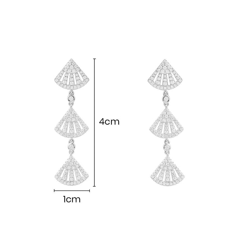 Flamenco Drop Earrings - White Silver