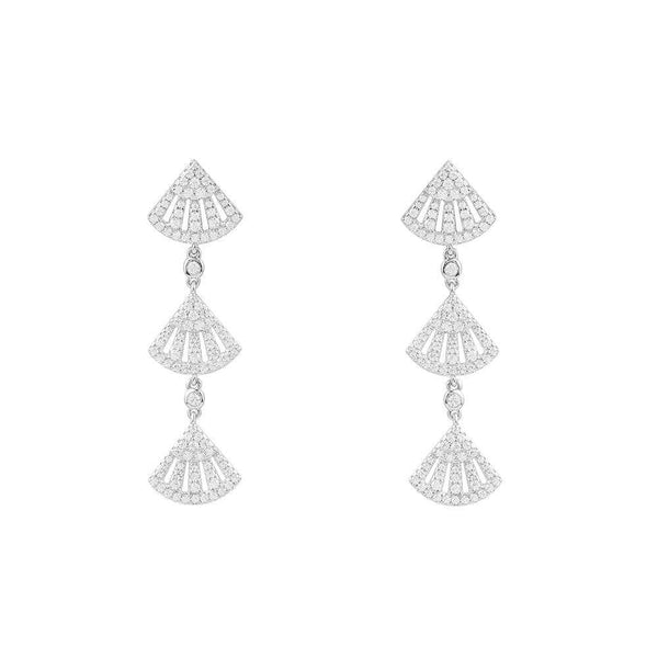 Flamenco Drop Earrings - White Silver