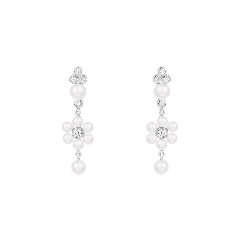 Pearl Drop Earrings - Silver