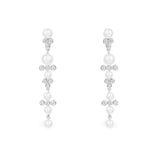 Long Pearl Drop Earrings - Silver