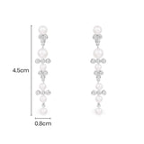 Long Pearl Drop Earrings - Silver