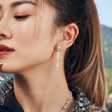 APM Monaco Long Pearl Drop Earrings in Silver