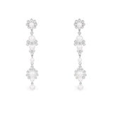 Pearl Flowers Drop Earrings - Silver