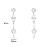 Pearl Flowers Drop Earrings - Silver