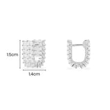 Eclat Double Row Hoop Earrings - White Silver