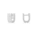 Eclat Double Row Hoop Earrings - White Silver