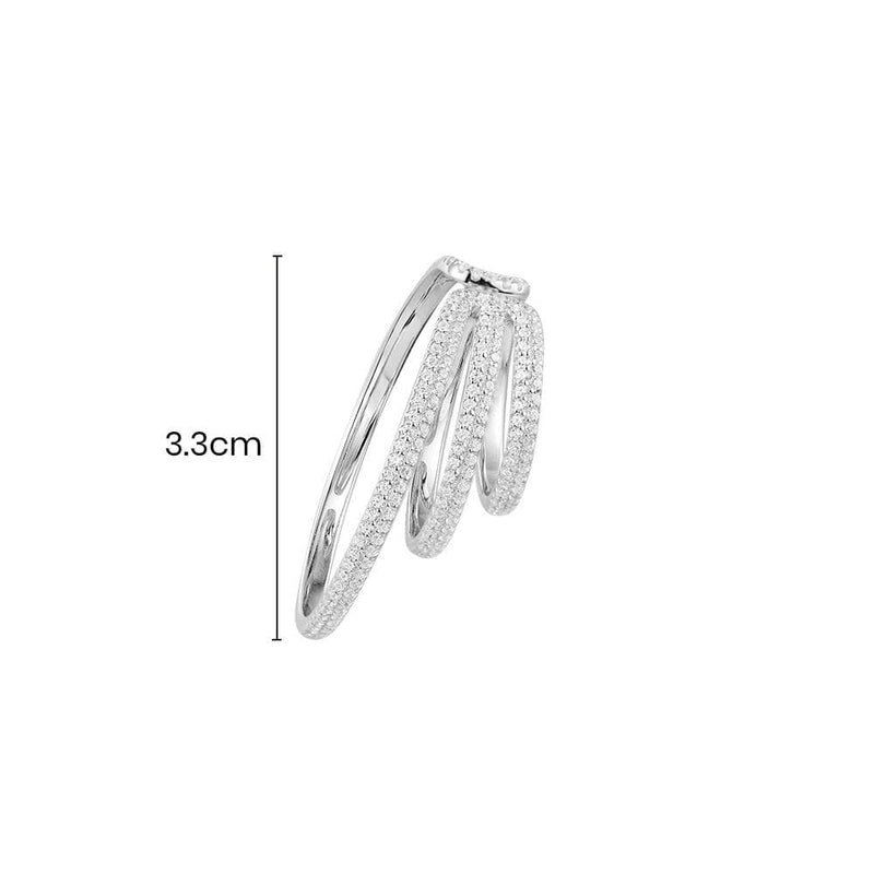 Single Bold Triple Hoop Ear cuff - silver