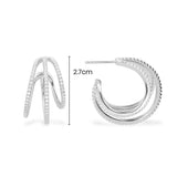 Triple Hoop Earrings - silver