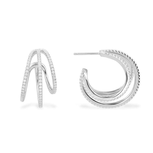 Triple Hoop Earrings - silver