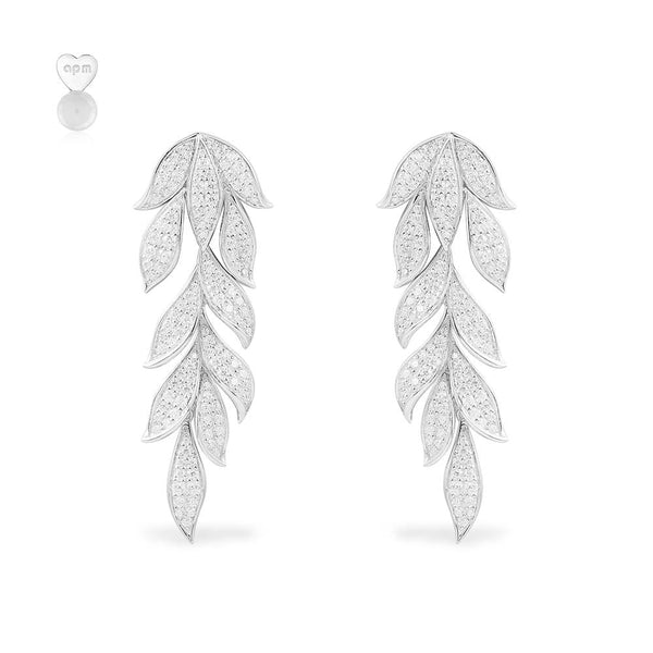 Drop Leaf Earrings - silver