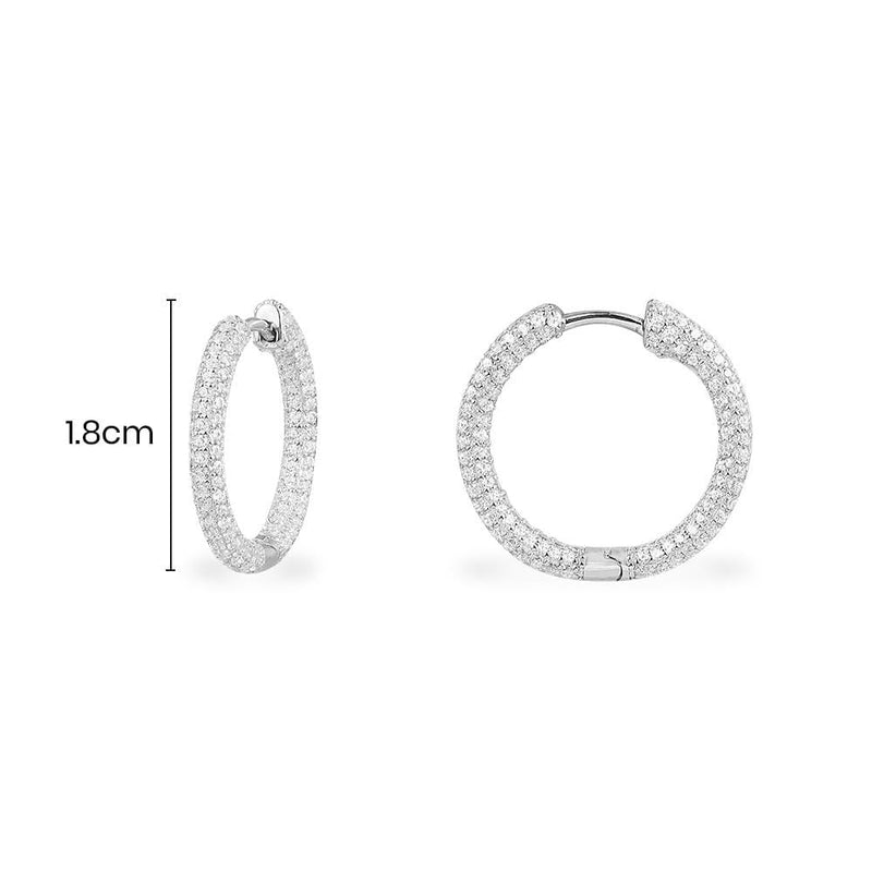 Paved Hoop Earrings - silver