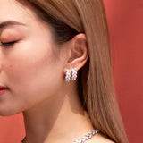 APM Monaco Leaf Hoop Earrings in silver