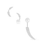 Paved Ear Jacket set with pearls - silver