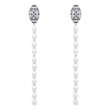 Oval pearl drop earrings - silver