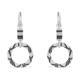 Black & white circle hoop earrings - silver