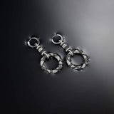 Black & white circle hoop earrings - silver