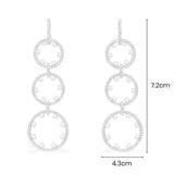 Long Pavé Hoop Earrings with Pearls - Silver