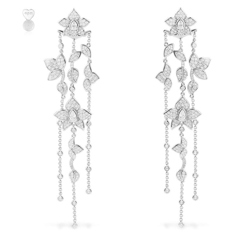 Flowers Cascade Ear Jackets - silver