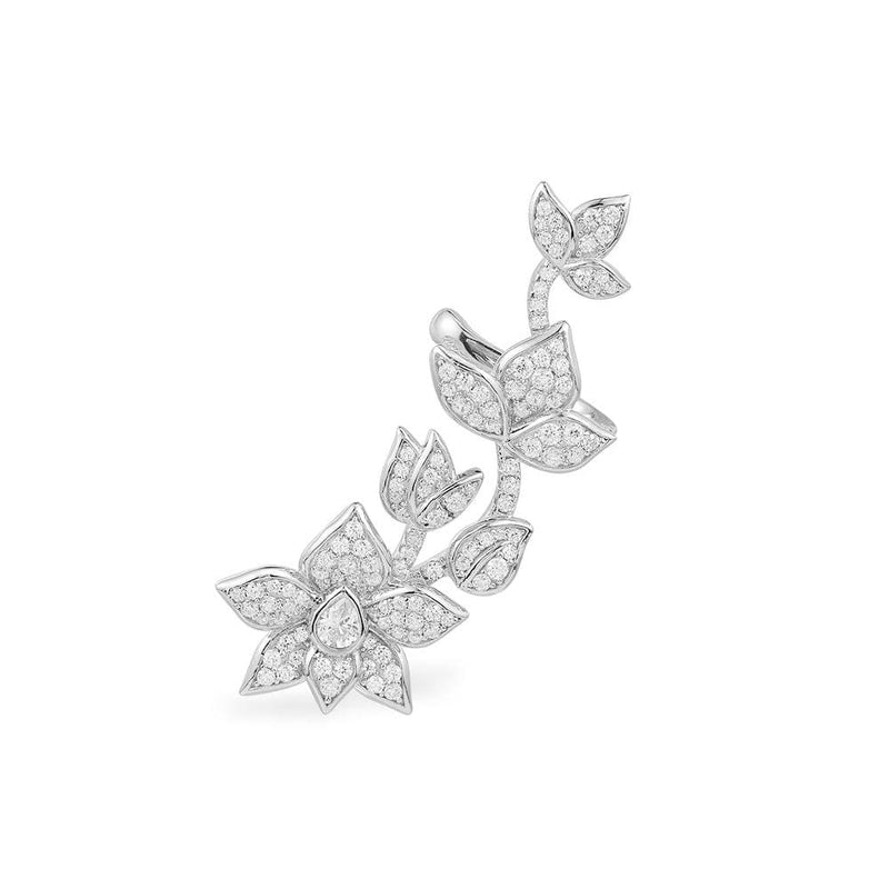 Single Flowers Ear Cuff - silver