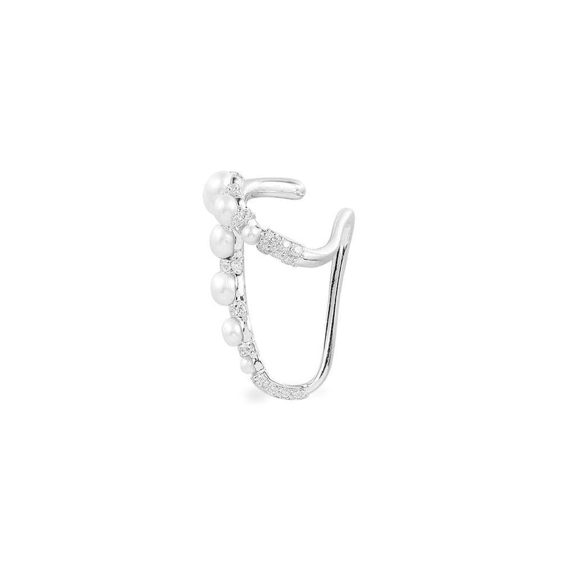 Single Ear Cuff with Pearls - silver