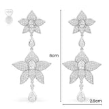 Flowers Drop Earrings - silver