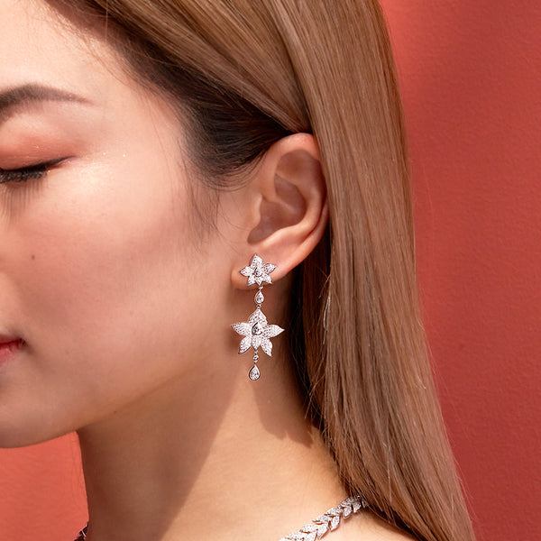 APM Monaco Flowers Drop Earrings in silver