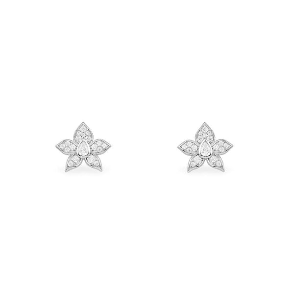 Flowers Stud Earrings - silver