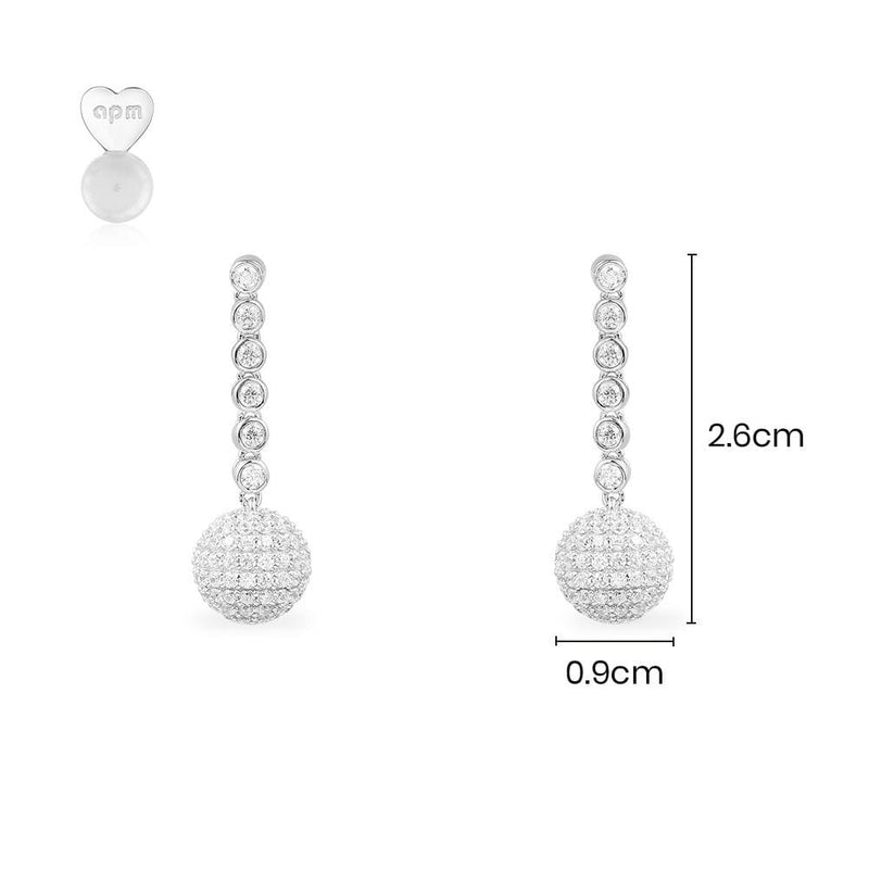 Disco Ball Drop Earrings - silver