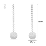 Long Disco Ball Drop Earrings - silver