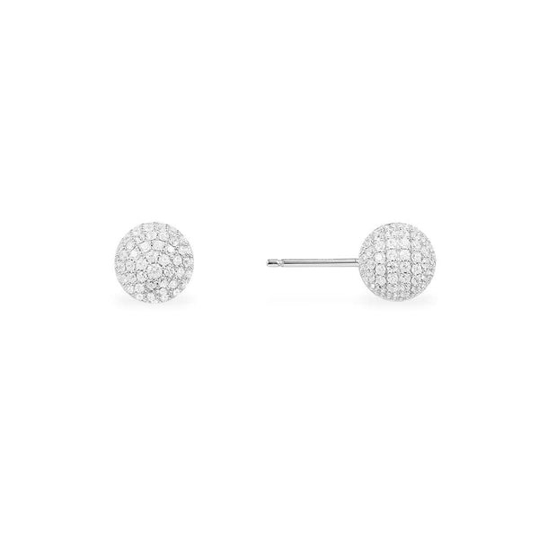 Disco Ball Stud Earrings - silver