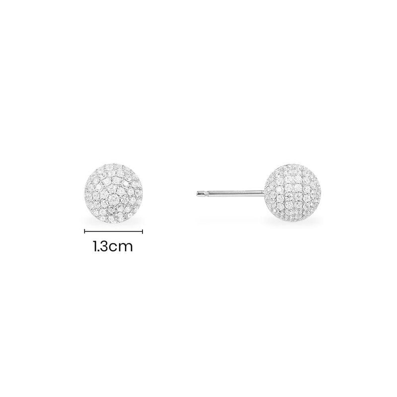 Disco Ball Stud Earrings - silver