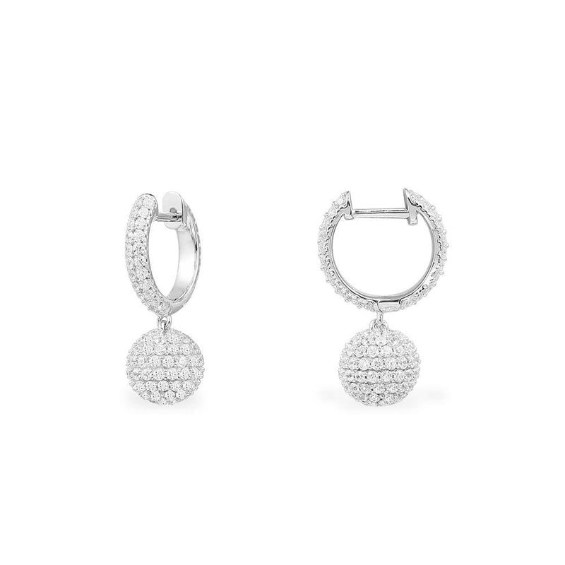 Disco Ball Hoop Earrings - silver