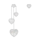 Asymmetric White Nacre Heart Earrings - silver