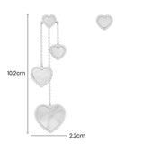 Asymmetric White Nacre Heart Earrings - silver