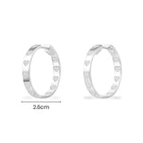 Chunky Hoop Earrings with Hearts - silver