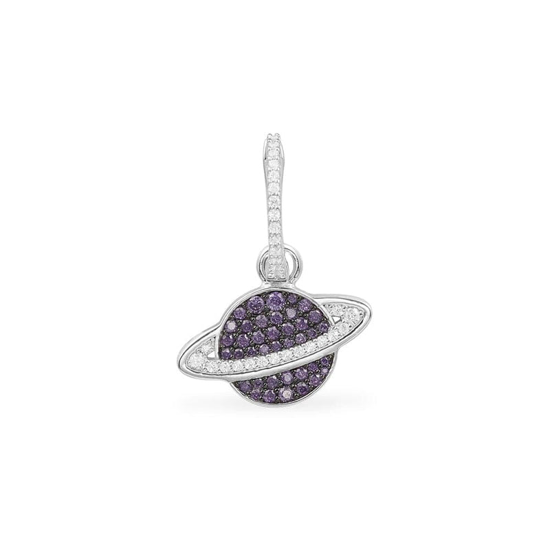 Single Purple Planet Earring - silver