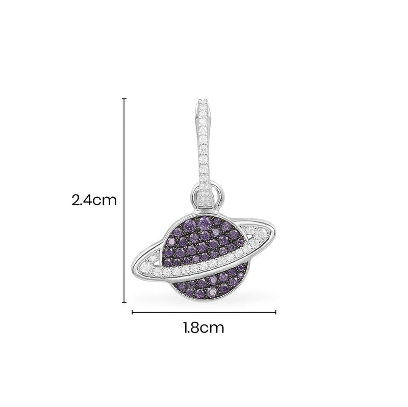 Single Purple Planet Earring - silver