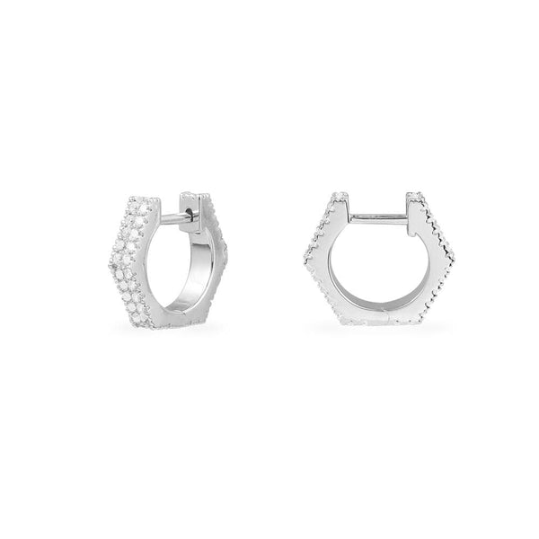 Geometric huggie earrings - silver