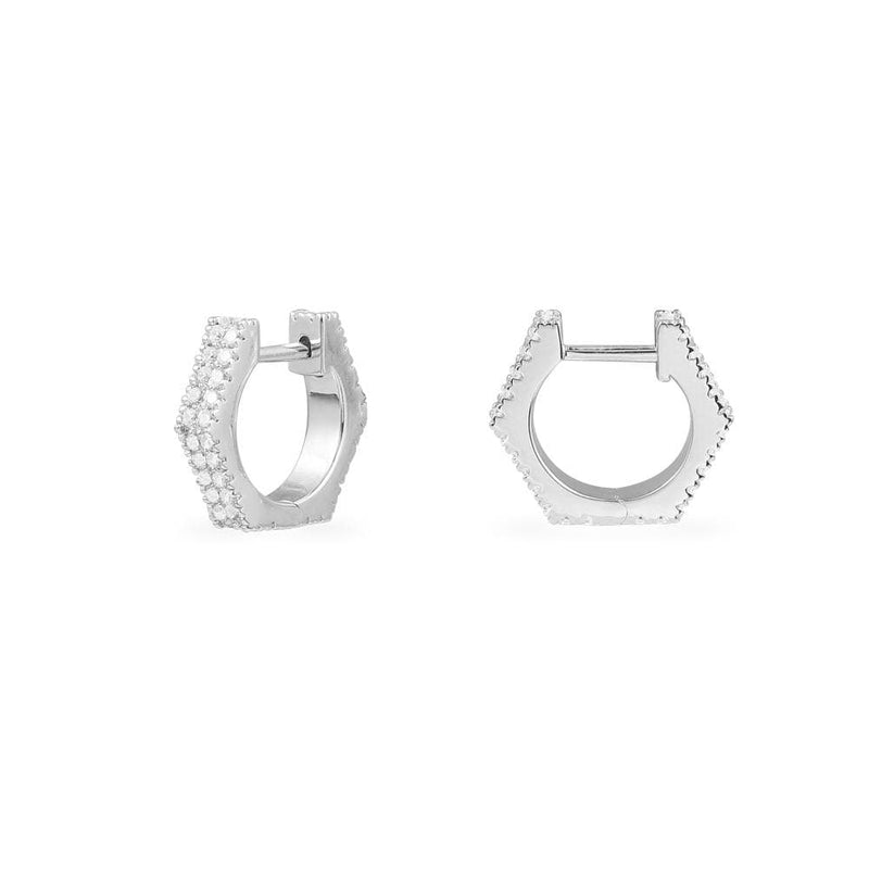 Geometric huggie earrings - silver