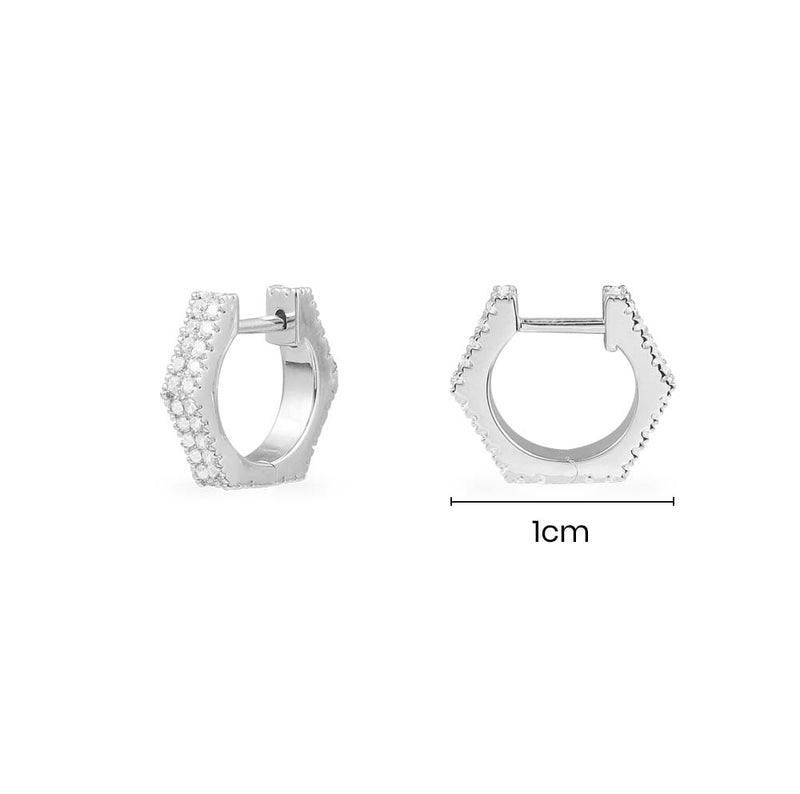 Geometric huggie earrings - silver