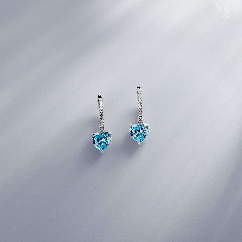 Huggie Earrings with Blue heart