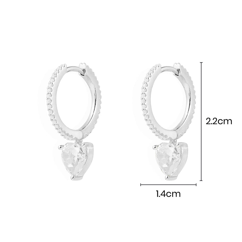 Huggie Earrings with White Heart