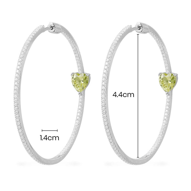 Hoop Earrings with Green heart